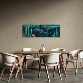 Obraz - Turkusowa noc (z zegarem) (90x30 cm)