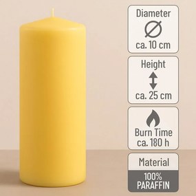 Zestaw świec filarowych, 25 cm, Ø 10 cm, żółte, 4 szt.