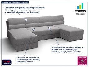 Szary sztruksowy narożnik z pojemnikiem - Torvesso