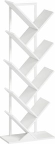 HOMCOM 9-poziomowy regał drzewo, wolnostojący industrialny regał z stalową ramą, jednostka do przechowywania płyt CD, DVD, biały | Aosom PL