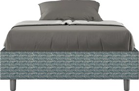 Łóżko wyposażone w stelaż z listwami z pojemnikiem tapicerowane 120x190 tkaniny Aragona 8 niebieski Azelia