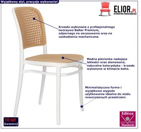 Białe plecione krzesło boho - Aldeo