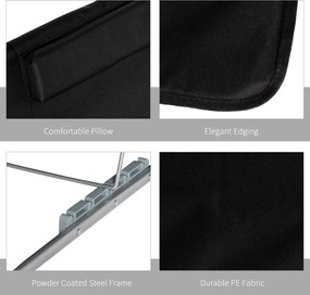 Outsunny Leżak Plażowy Czarny Składany z Regulowanym Oparciem i Kieszenią Boczną 48x134x33-43cm | Aosom PL