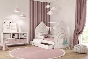 Łóżko dziecięce Fribo 80x160/180 z szufladą barierką i stelażem MDF białe