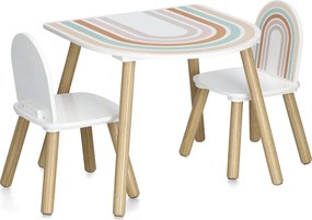 Zestaw mebli dla dzieci RAINBOW z MDF i sosny, stolik + 2 krzesła