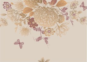 Obraz na szkle - Vintage kwiaty i motyle (70x50 cm)
