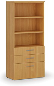Szafa biurowa z kombinowanymi szufladami PRIMO WOOD, 800 x 420 x 1781 mm, buk