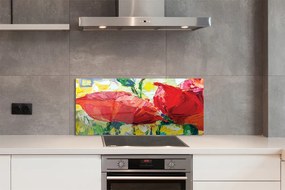 Szklany Panel Bukiet Czerwonych Kwiatów