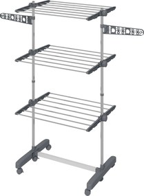 HOMCOM Stojak na pranie składana suszarka do ubrań 4 poziomy system One-Click 142x55x152 cm | Aosom PL