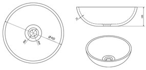 Biało-niebieska ceramiczna okrągła umywalka ø 41 cm Priori – Sapho