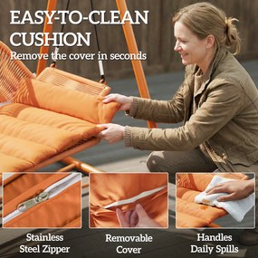 Outsunny Huśtawka ogrodowa, huśtawka z poduszkami, z ramą, do ogrodu, na balkon, 174 x 120 x 162 cm, metal, terakota | Aosom PL