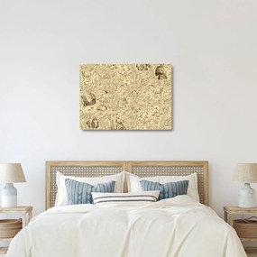 Obraz na szkle - Zabytkowa mapa, ilustracje (70x50 cm)