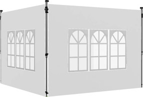 Outsunny Zestaw 2 ścianek bocznych do pawilonu 3x3/3x4 m, ścianka boczna z oknem, wodoodporna, biały | Aosom PL