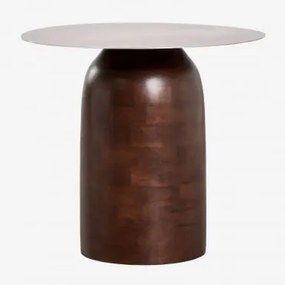 Zestaw 2 Stolików Nocnych Ø40 Cm Alliser Brązowy Ciemny Drewno & Clear Brush - Sklum