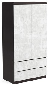 Szafa 90cm Garderoba z 2 szufladami i wieszakiem LUNA Wenge/Beton