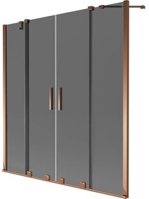 Mexen Velar Duo parawan nawannowy 2-skrzydłowy rozsuwany 150 x 150 cm, grafit, różowe złoto - 896-150-000-42-60