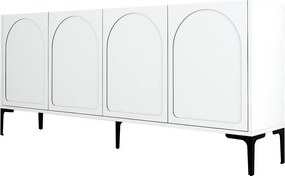 Komoda – 180 x 79 x 35 cm – Biała i czarna – Płyta wiórowa