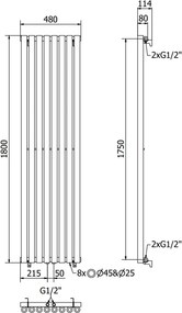 Mexen Nevada grzejnik dekoracyjny 1800 x 480 mm, 940 W, czarny - W201-1800-480-00-70
