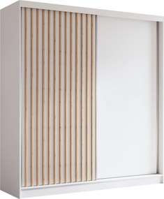 Szafa LAMELLO - Biały / Lamele Dąb artisan / Bez lustra / Bez szuflad / 200 cm