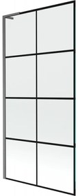 Mexen Next L parawan nawannowy 1-skrzydłowy 90 x 150 cm, czarna kratka, gun gray szczotkowany - 895-090-000-03-77-66