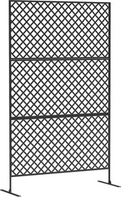 Outsunny Metalowy ekran ogrodowy wolnostojąca przegroda na taras werandę i ogród czarna stal | Aosom PL