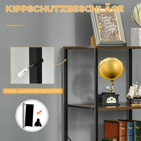 HOMCOM Regał z szufladami, otwarta przestrzeń do przechowywania, stalowa rama, regulowane nóżki, 44x40x155 cm