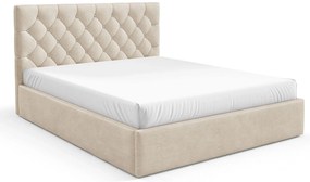 Beżowe łóżko z pikowanym zagłókiem 3 rozmiary H7-G28