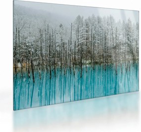 Obraz na szkle - Turkusowy staw, Biei, Japonia (70x50 cm)