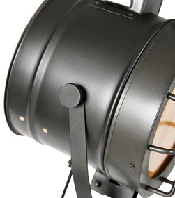 Lampa stojąca Tripod Studio Spot czarna z drewnem - ShinyPrzemysłowy Oswietlenie wewnetrzne