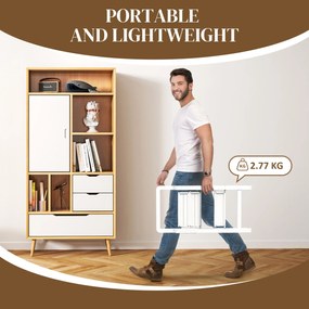 HOMCOM Drabina 2-stopniowa, Składana, Antypoślizgowa Platforma, Biała