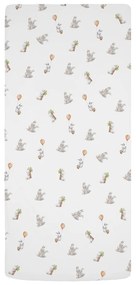 Białe prześcieradło dziecięce do łóżeczka z satyny bawełnianej z gumką 60x120 cm Hugging Bunnies – Butter Kings
