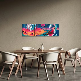 Obraz - Książę i smocza księżniczka (z zegarem) (90x30 cm)
