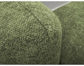 Zielony narożnik rozkładany z tkaniny szenilowej ze schowkiem (prawostronny/z szezlongiem) Mele – Makamii