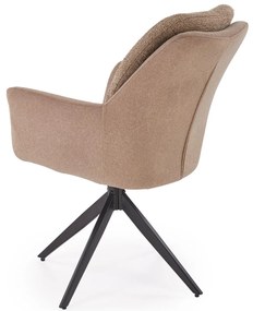 Krzesło do jadalni obrotowe z podłokietnikami brąz beż tkanina K591