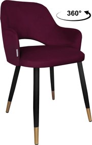 Krzesło Milano tkanina Welur noga metalowa elegancki komfort wnętrza : Kolor nogi - Czarno-złota stożek, Kolor tkaniny - VELVET - MG02, Typ siedziska - Siedzisko obrotowe 360°
