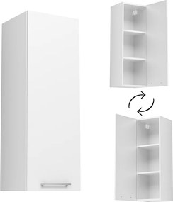 Szafka Wisząca Łazienkowa 30cm Słupek Półki Wąska Regał Zamykany Biała