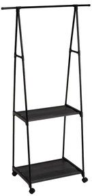 Czarny metalowy stojak na ubrania na kółkach 84x43x156 cm – Casa Selección