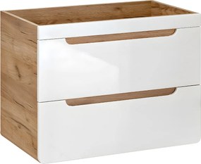 Szafka łazienkowa wisząca  pod umywalkę w kolorze naturalnym i białym – 80 cm – ARUBA