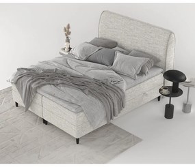 Jasnoszare łóżko boxspring ze schowkiem 160x200 cm Melba – Maison de Rêve