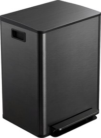 HOMCOM Kosz na śmieci z 2x30L komorami, pokrywa Soft-Close, odporny na odciski, stal nierdzewna, czarny | Aosom PL