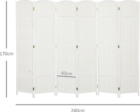 HOMCOM 6-częściowy dzielnik przestrzeni, składana osłona prywatności, ścianka osłonowa do salonu, sypialni, biura domowego, Biała