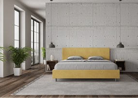 Łóżko bez stelaża tapicerowane 200x210 microfibra okra Adele