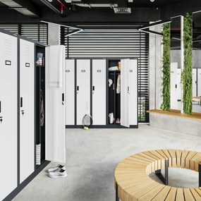 Szafka ubraniowa BHP antracytowo-biała: czterokomorowa KACPER, 800 x 1800 x 500 mm