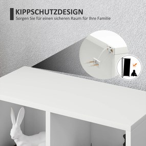 HOMCOM Dwupoziomowa półka na książki, 5 przegródek, Płyta wiórowa, Regał do przechowywania, Biały