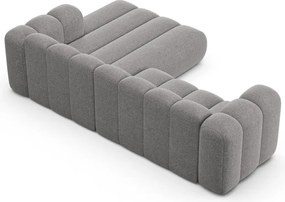 Szary narożnik z tkaniny szenilowej (prawostronny/z szezlongiem) Lupine – Micadoni