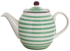 Zielono-biały kamionkowy dzbanek na herbatę Bloomingville Patrizia, 1,2 l