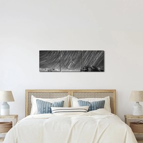 Czarno - biały obraz gwiaździstego nieba (z zegarem) (90x30 cm)