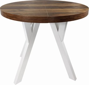 Stół okrągły rozkładany Ø 110/210 dąb hunton + białe nogi