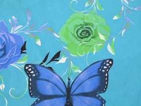 PrzytulneMieszkanie.pl PrzytulneMieszkanie.pl Pościel bawełniana w kolorze NIEBIESKO-ZIELONYM MOTYL w kolorze niebieskim Rozmiar pościeli: 70 x 90 cm | 140 x 200 cm