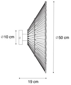 Orientalny Kinkiet / Lampa scienna czarny z naturalnym bambusem - PuaKolonialny Oswietlenie wewnetrzne